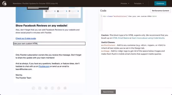 HTML element on MailChimp