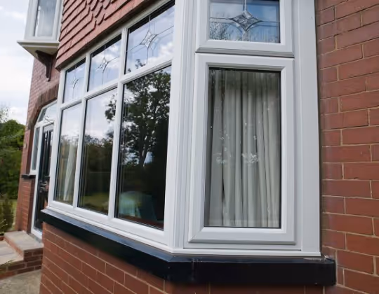 Image of a white bay window