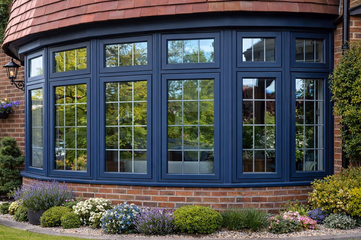 Traditional brick house with bay window