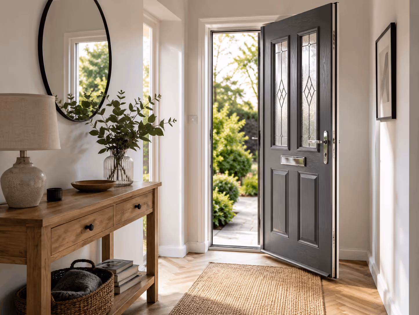 Interior image of a door leading outside.