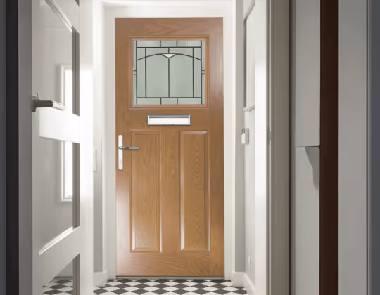 Interior image of a brown door