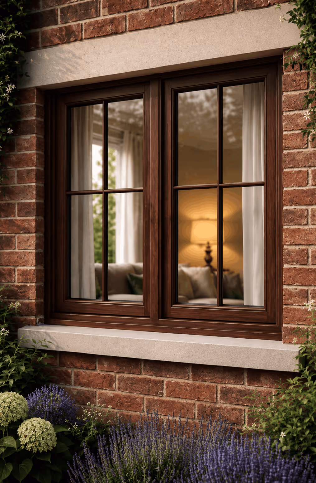 Rosewood casement window colour option