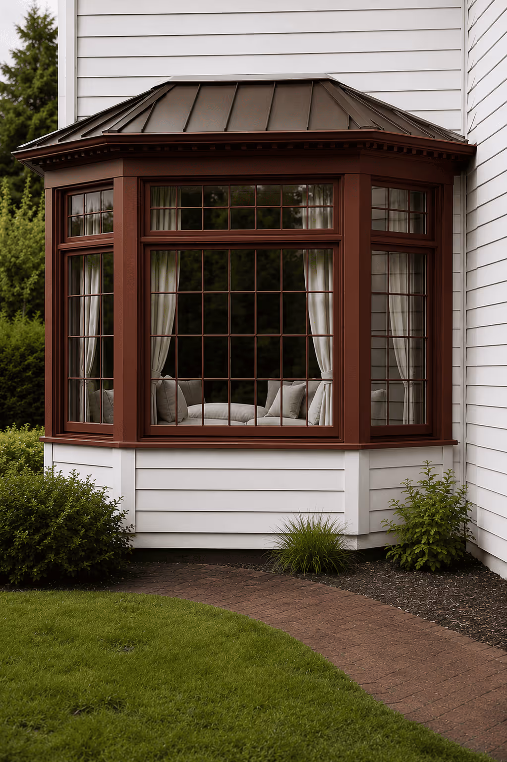 Rosewood casement window colour option