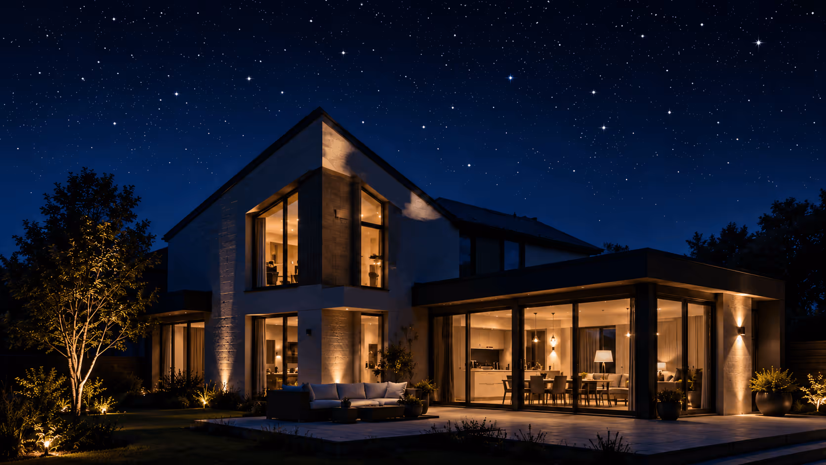 Modern House At Night