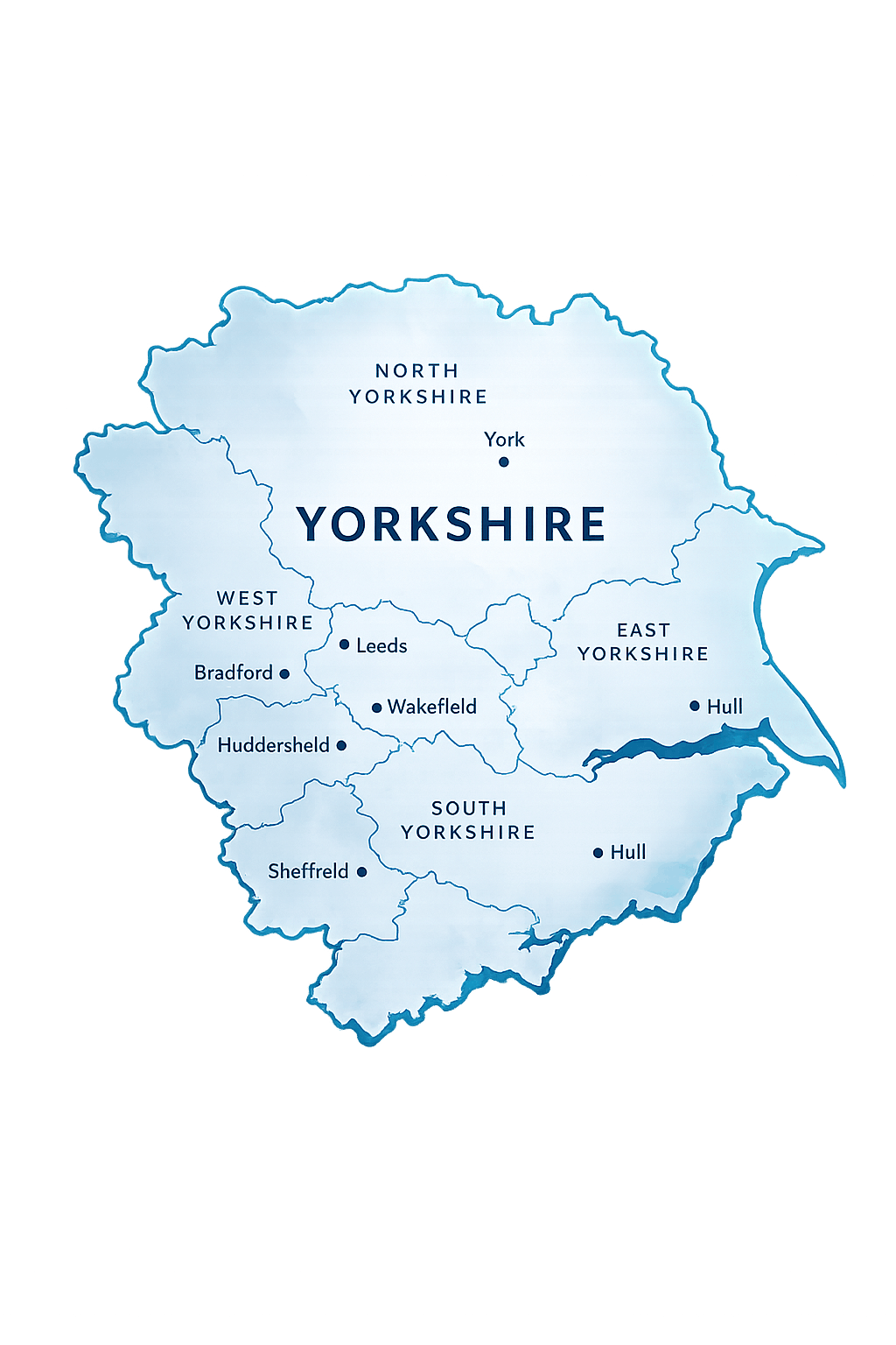 Map showing the Secured Homes service area across Yorkshire