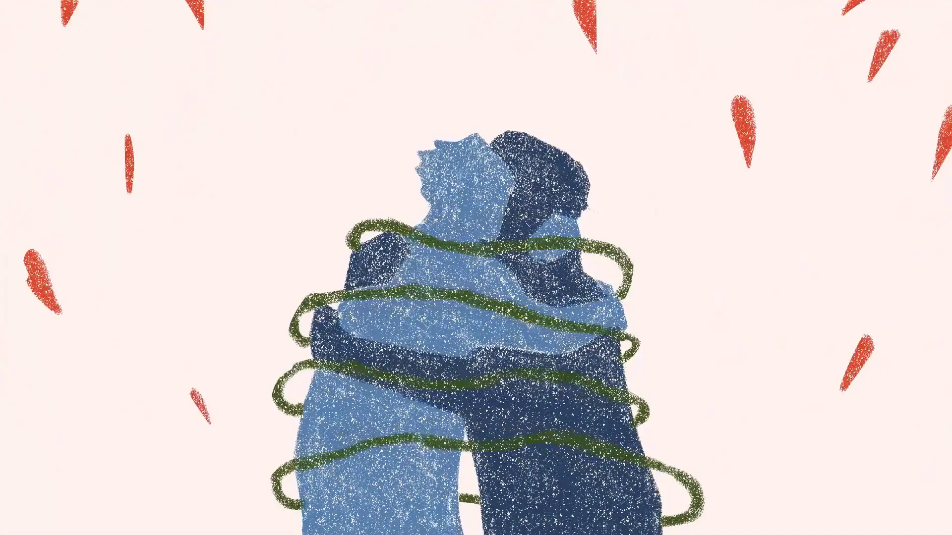 The Shape of Loneliness animation still — two figures embracing