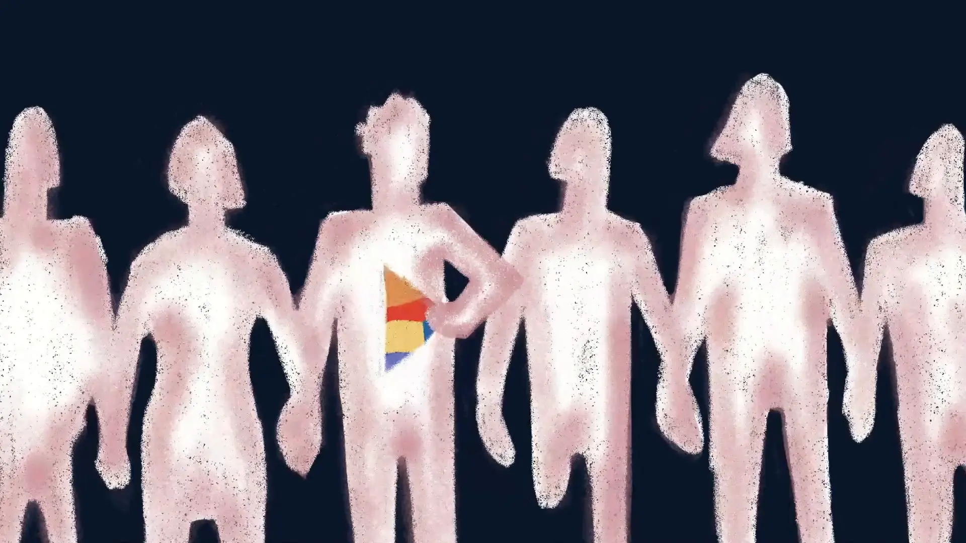 The Shape of Loneliness animation still — crowd scene