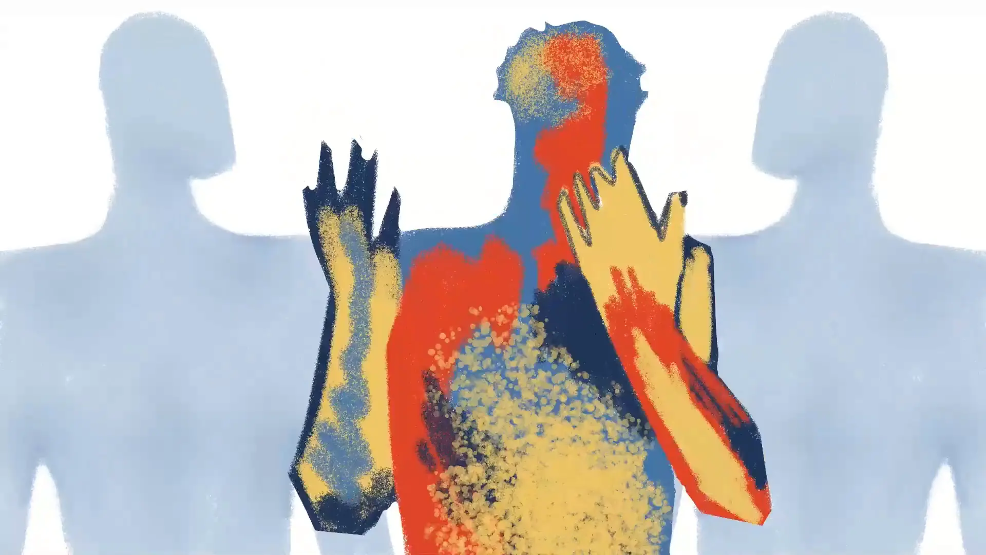 The Shape of Loneliness animation still — distorted figure