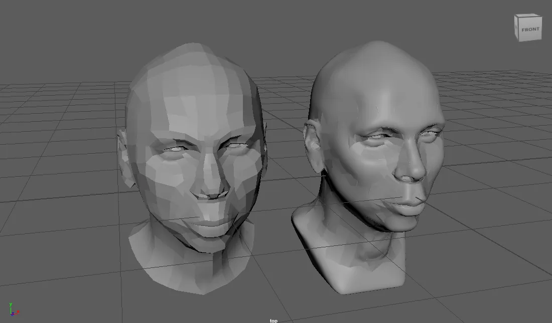 Quad Draw retopology in Maya over ZBrush sculpt