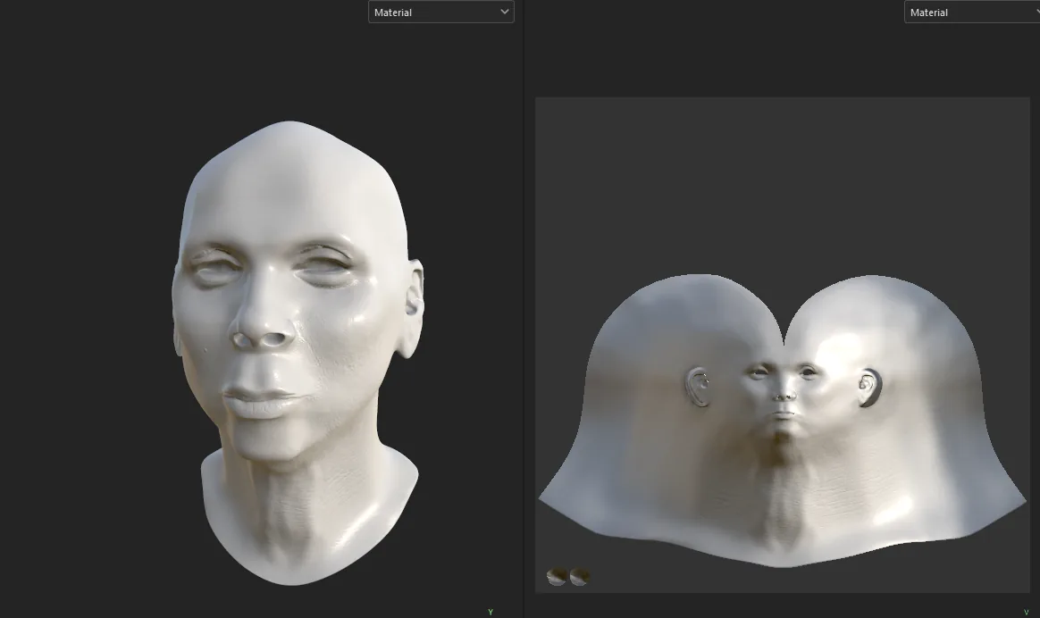 UV layout for the RuPaul head model