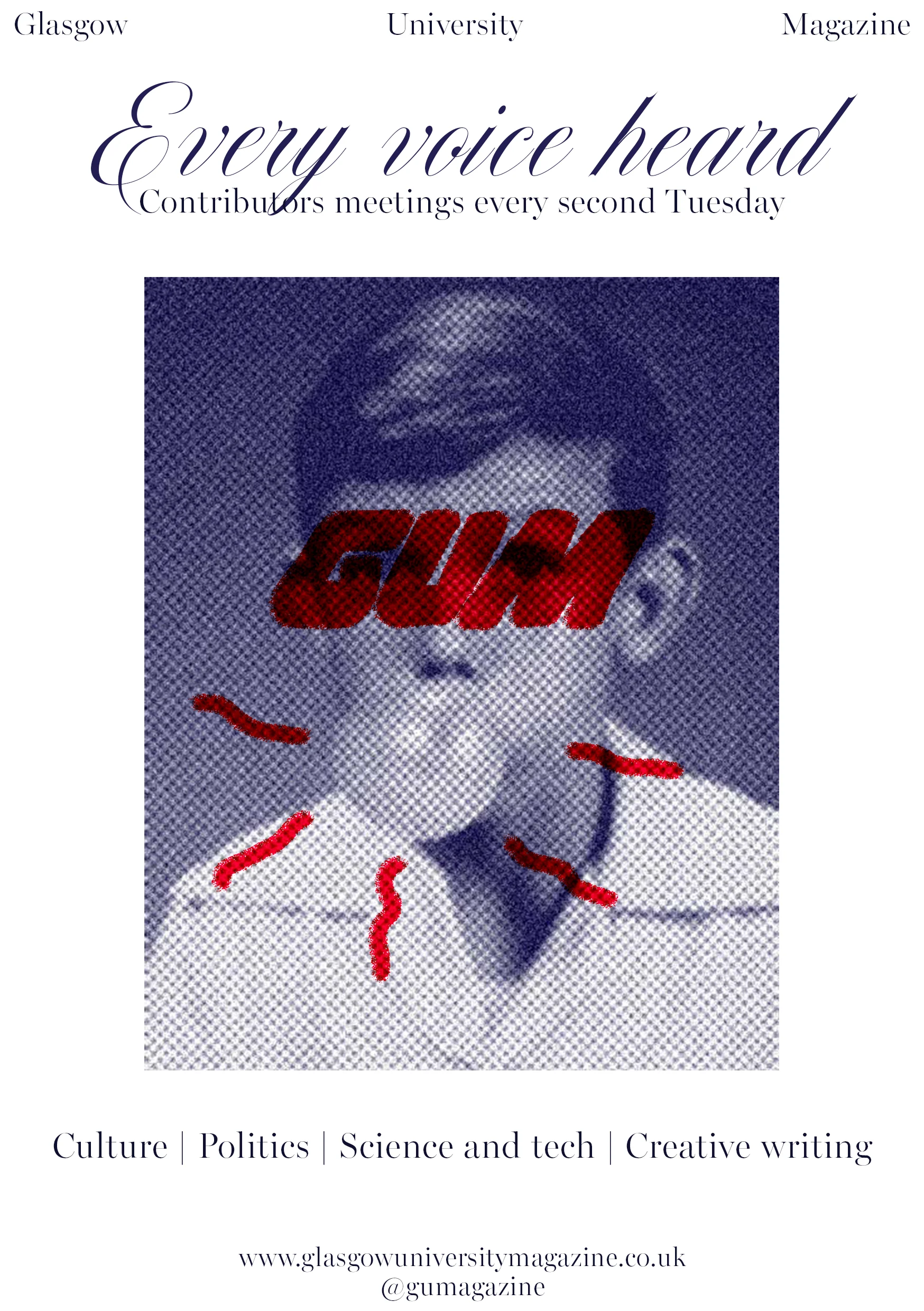 GUMagazine Transience Launch Party poster, communication design by Tumi Mokopane