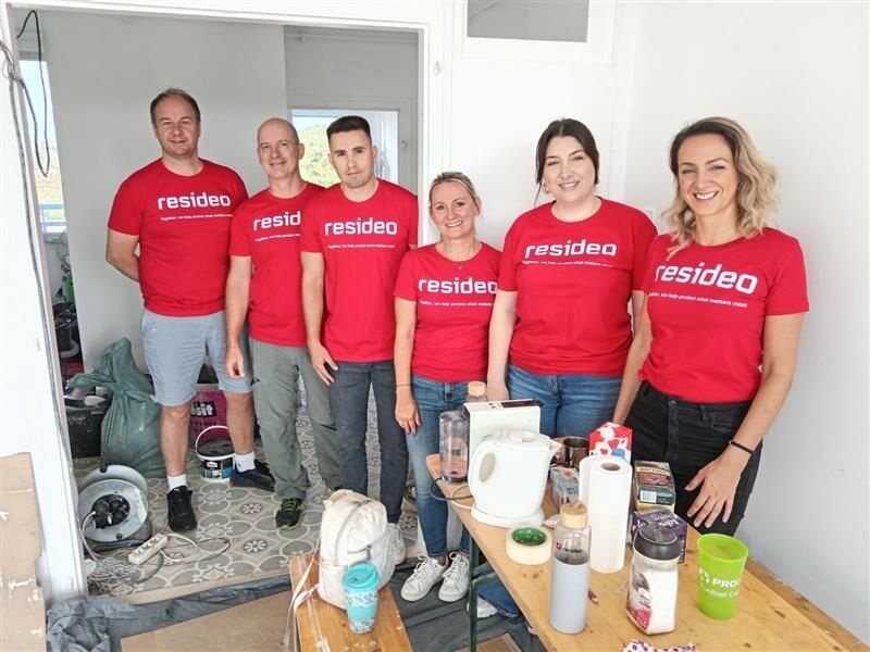 Resideo team members at a company event