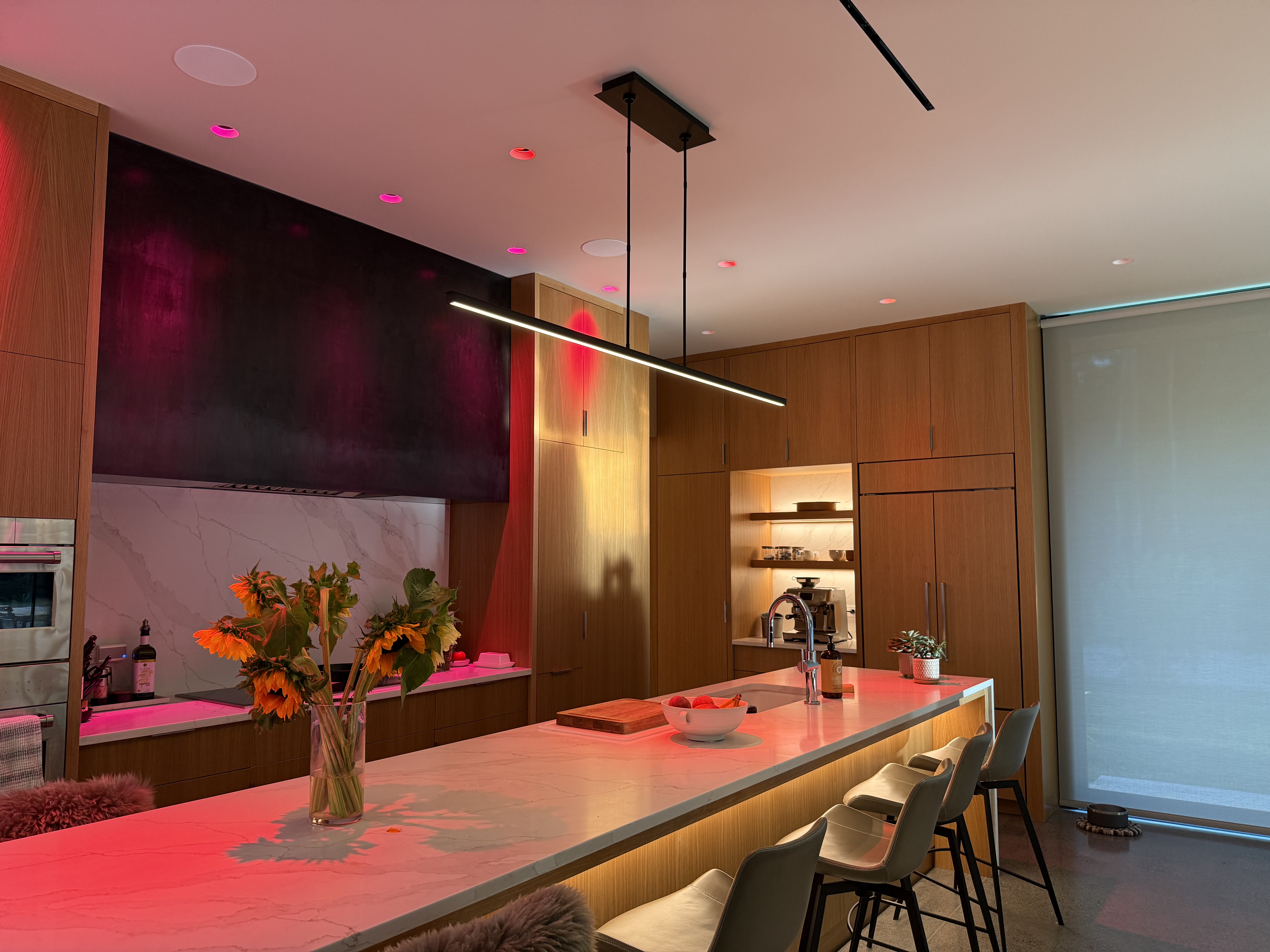 Luxury kitchen with intelligent lighting and integrated control system