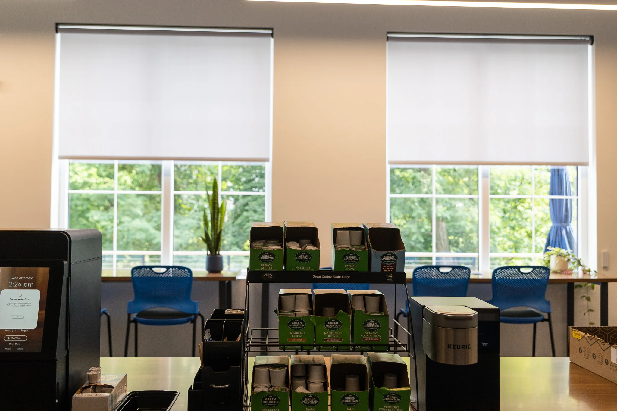 Commercial conference room with automated shades