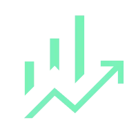 Bar chart and arrow icon