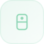 Circular icon with a green background featuring a white silhouette of a tree house connected by a ladder.