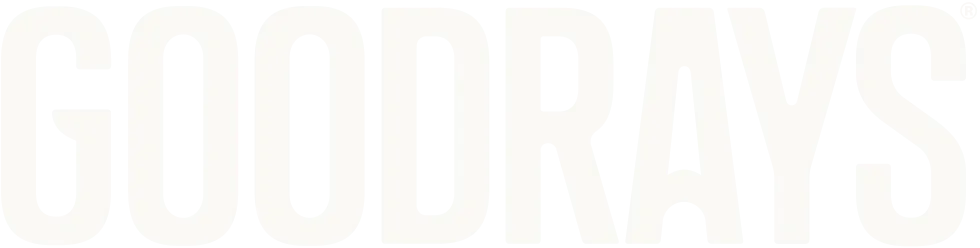 Goodrays wordmark logo in bold uppercase letters.