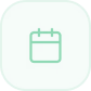 Minimalist calendar icon with a grid on a green rounded square background.