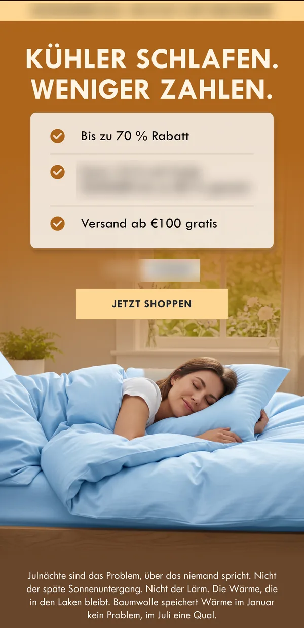 Noroki Sale-E-Mail: Kühler schlafen, weniger zahlen