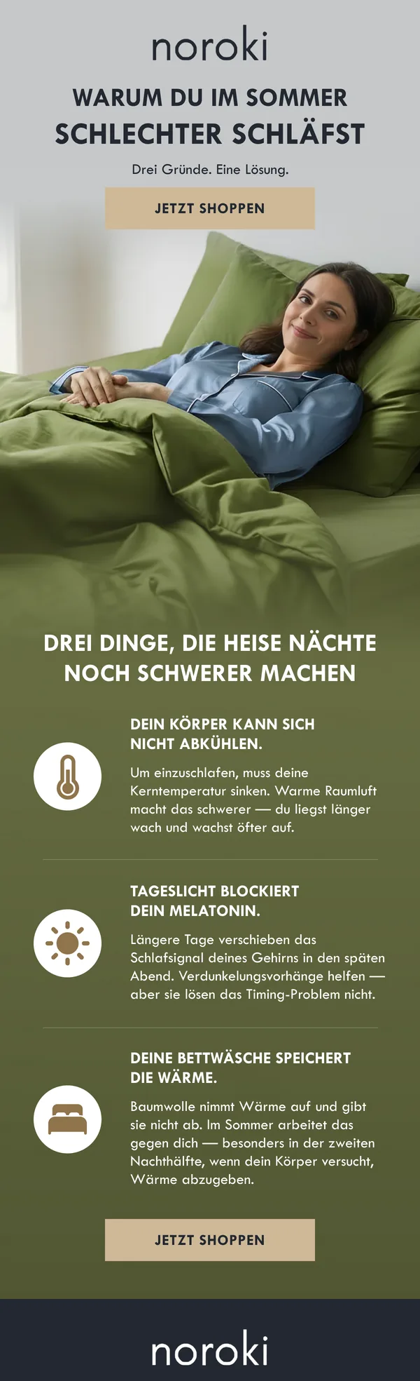 Noroki Ratgeber-E-Mail: Warum du im Sommer schlechter schläfst