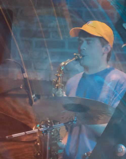 Saxophone player playing sax
