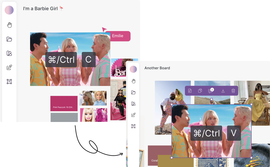 Copy and paste across boards