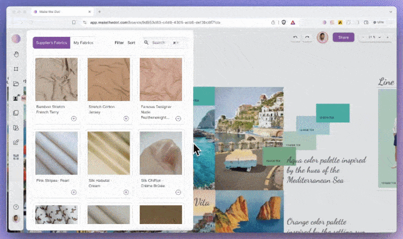Fabric combo search on Make the Dot