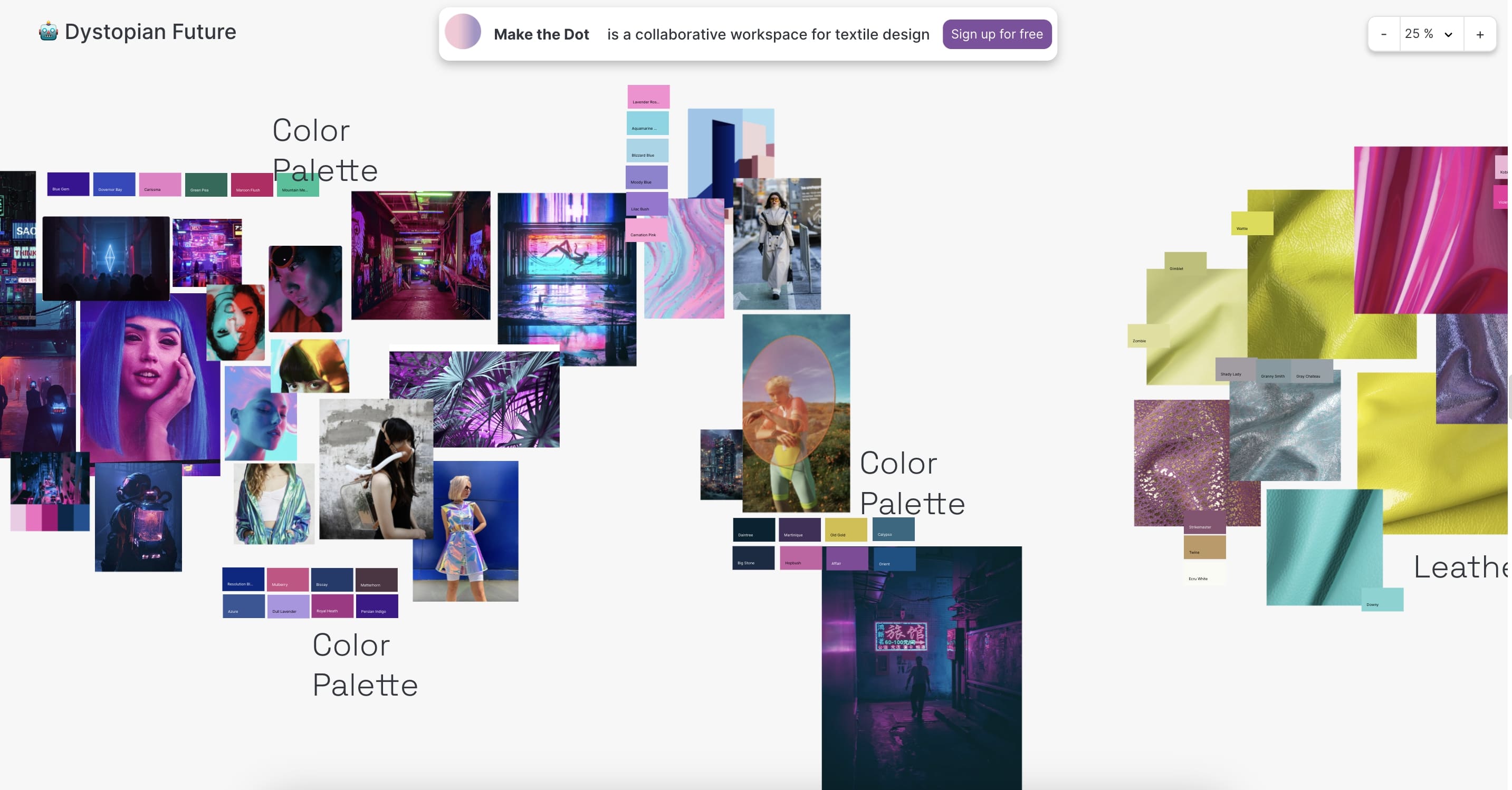 a moodboard focusing on color schemes for surface pattern design