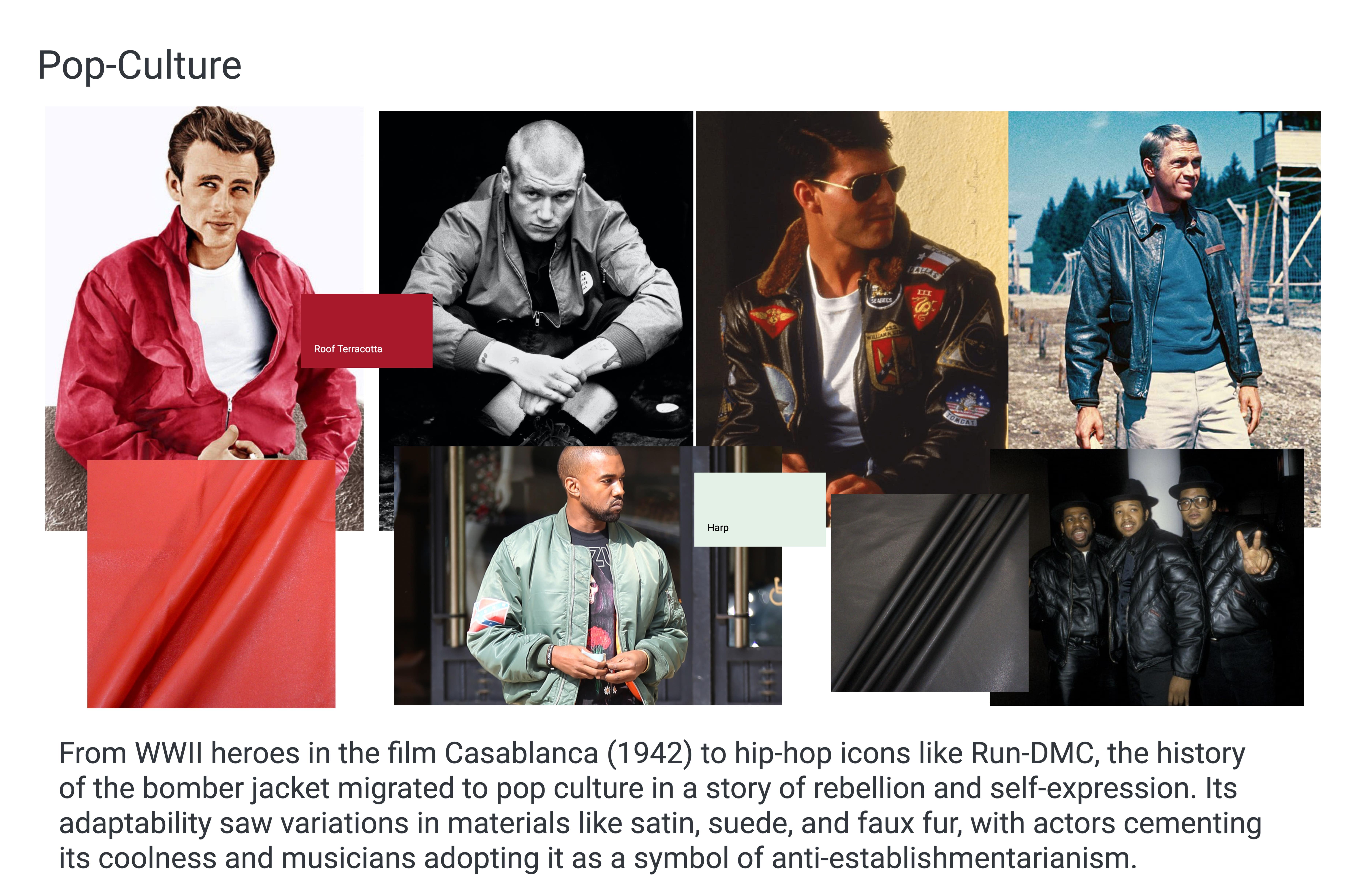 Some famous iterations of the bomber jacket in pop culture