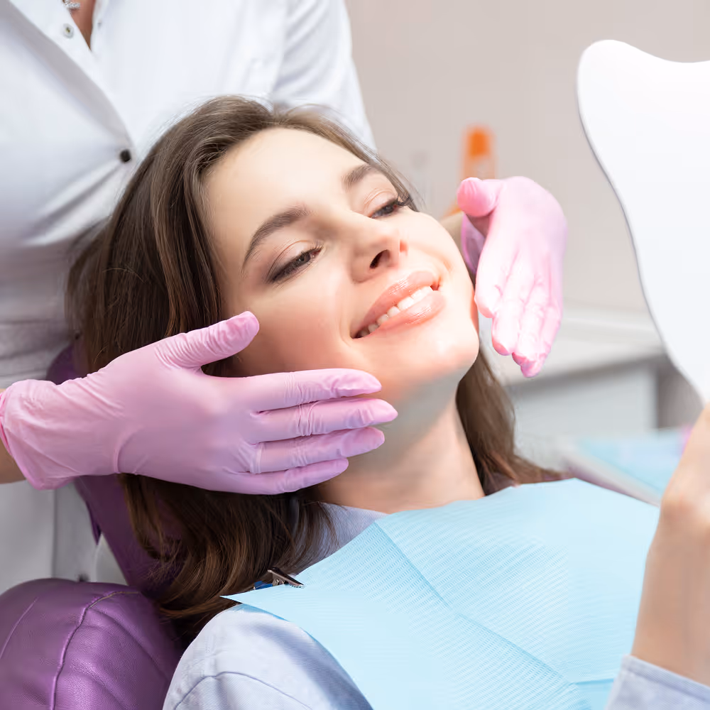 Patient receiving cosmetic dental treatment for a brighter, more confident smile
