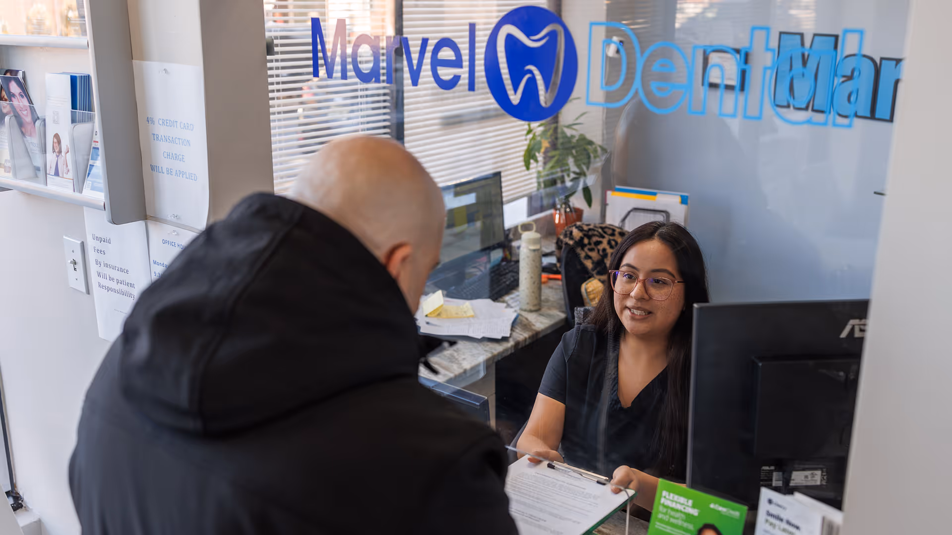 Friendly dental office reception at Marvel Dental in Clifton NJ