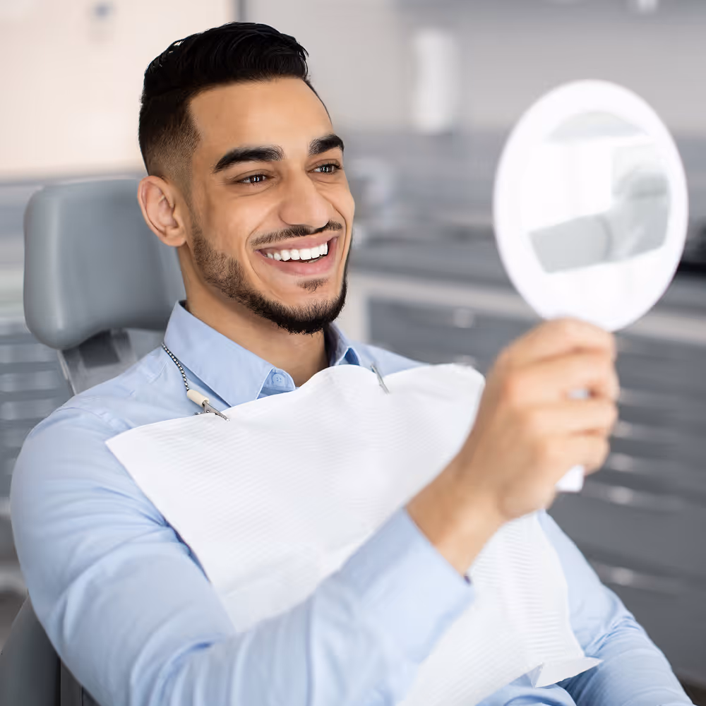 Adult patient undergoing a comprehensive dental exam and evaluation