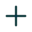 Dark green plus sign icon with rounded ends on a white background.