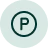 Circle with letter P inside, representing parking.