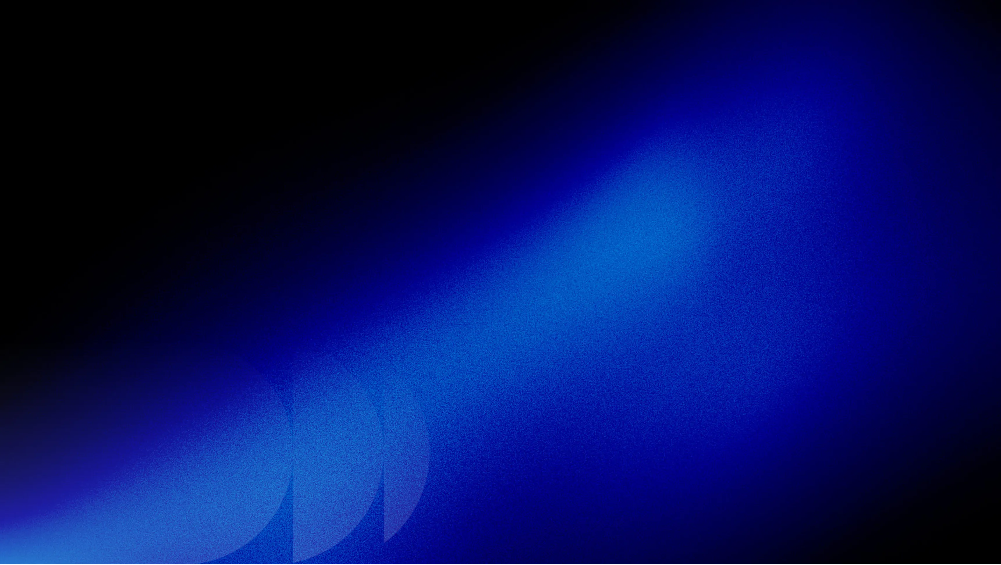 Gradient bleu foncé à clair sur fond noir avec formes circulaires à gauche.