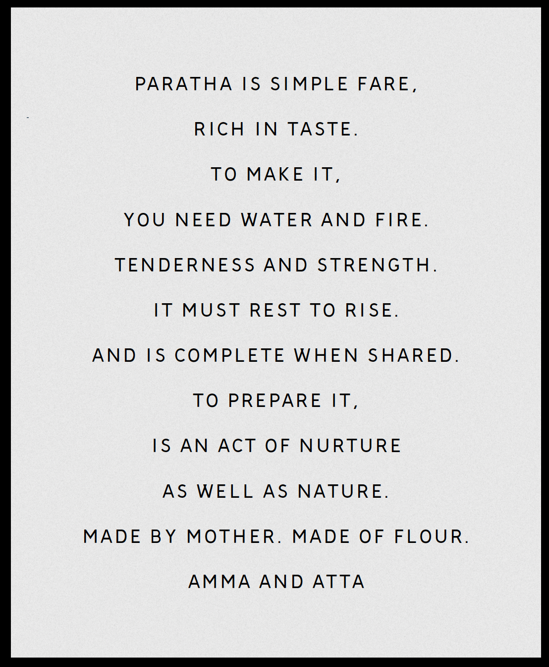 Bold black type on elegant off-white background sharing AMMA & ATTA's manifesto