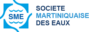 Logo de la Société Martiniquaise des Eaux avec un symbole bleu représentant une vague et les lettres SME.