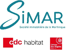 Logo SIMAR avec le texte Société immobilière de la Martinique et les logos CDC Habitat et Caisse des Dépôts.
