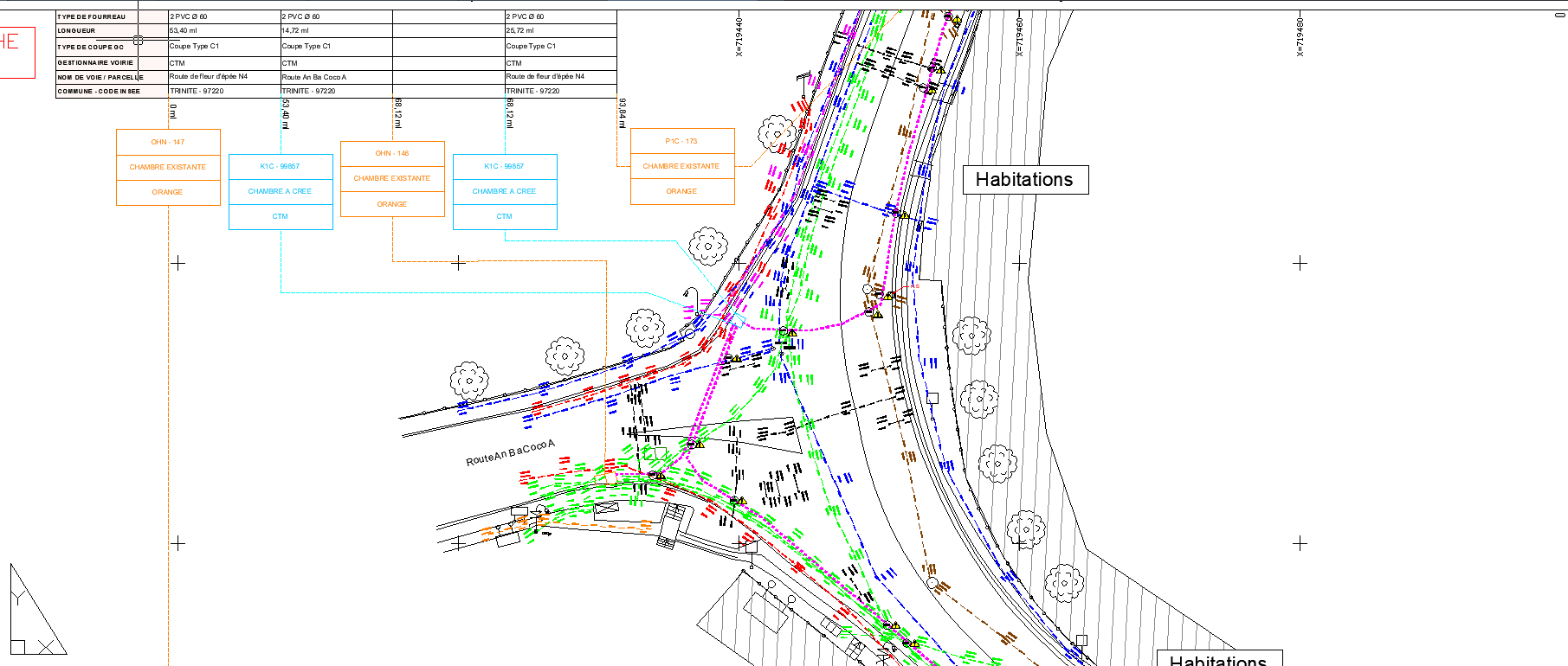 Plans d'exécution et de récolement géoréférencés produits par Diag Réseaux en DWG et SIG