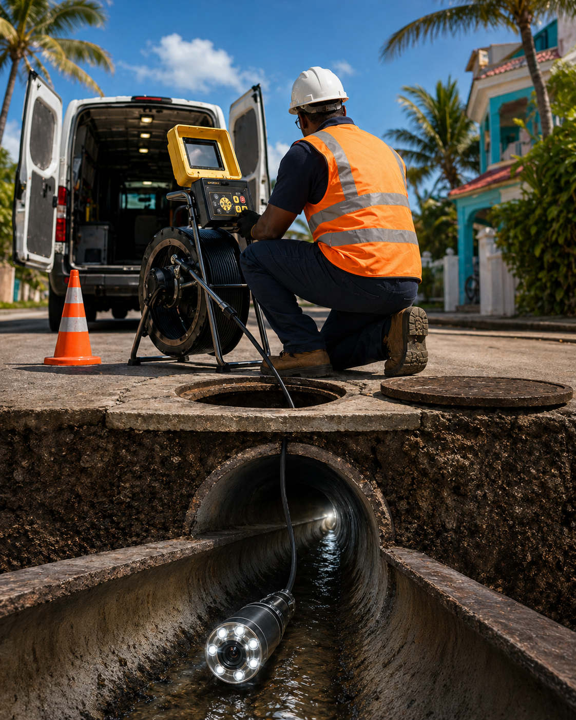 Inspection caméra de collecteurs eaux usées à Saint-Martin — diagnostic réseau par Diag Réseaux