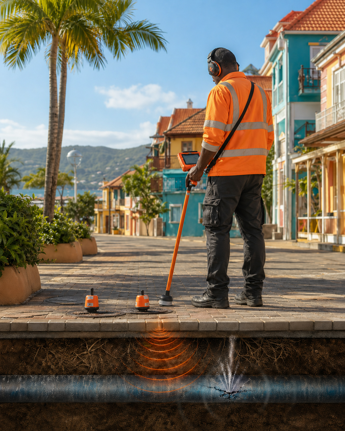 Recherche de fuites acoustique sur réseau eau potable en Guadeloupe — corrélation par Diag Réseaux