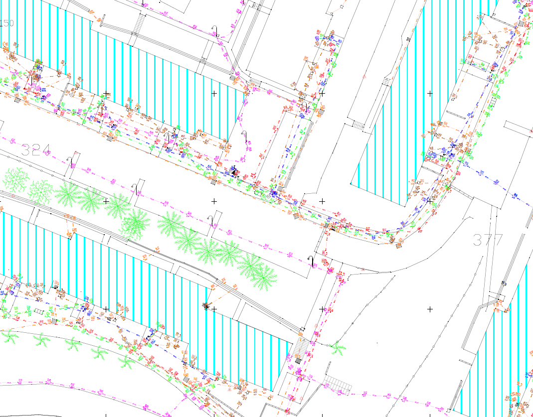 Détection de réseaux enterrés en centre-bourg en Guadeloupe— levé GNSS RTK par Diag Réseaux