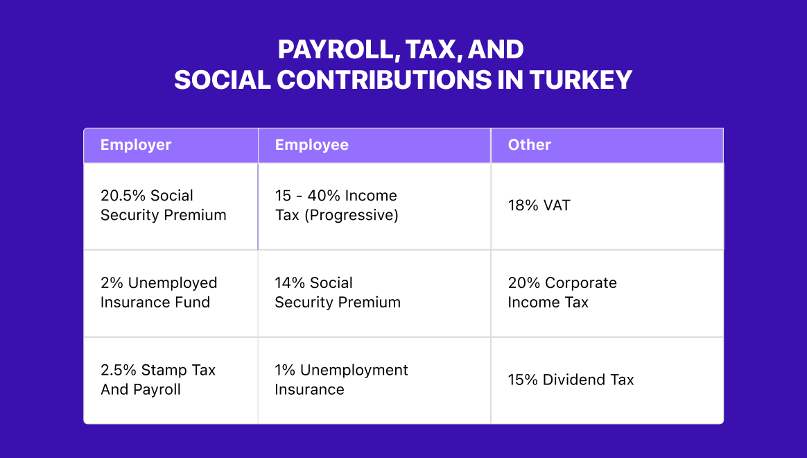  Payroll, tax, and social contributions in Turkey
