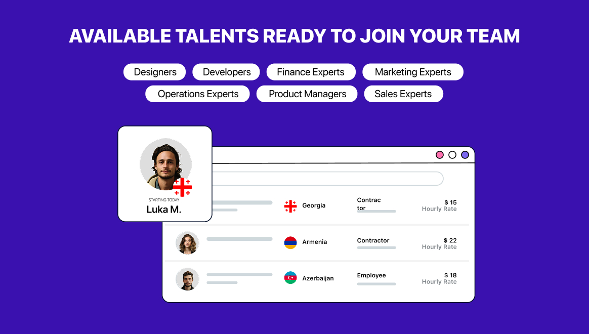 Available talent for staff augmentation in Georgia