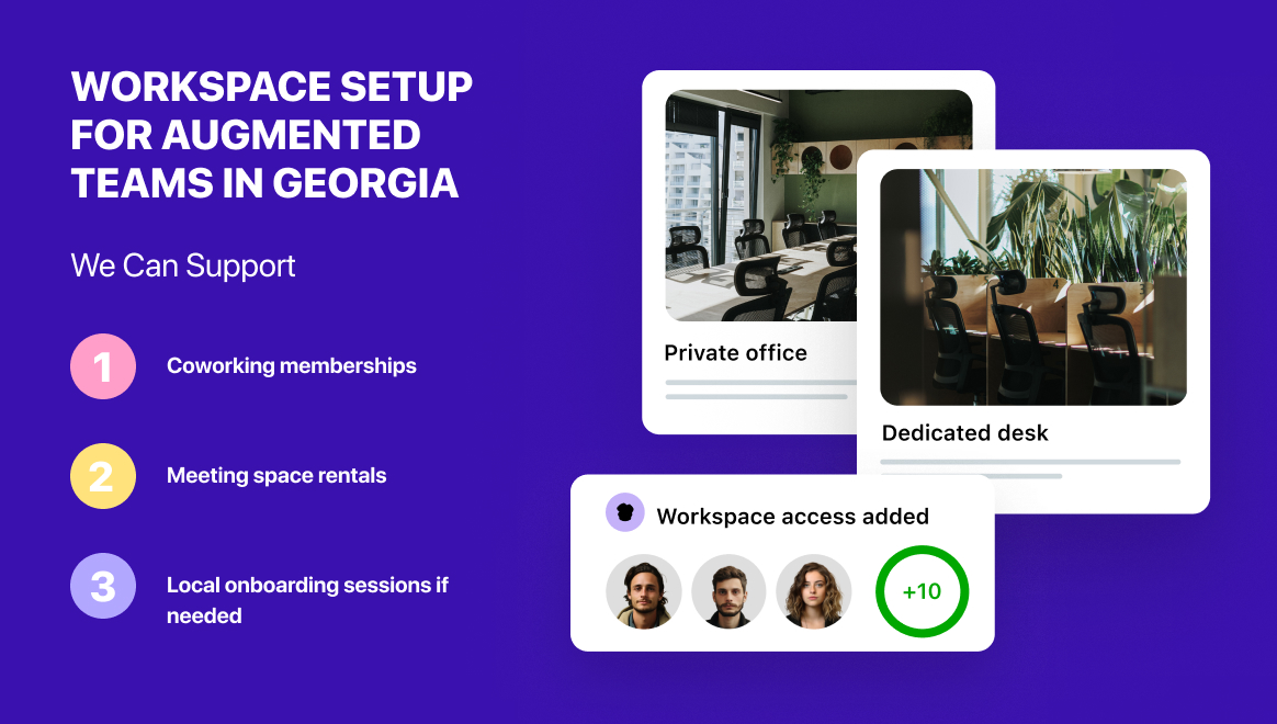 Workspace setup for augmented teams in Georgia

