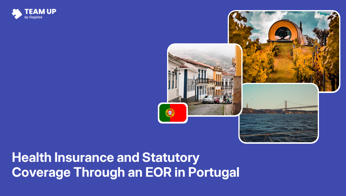 EOR health insurance Portugal guide showing SNS enrollment and private coverage layers on a policy document card