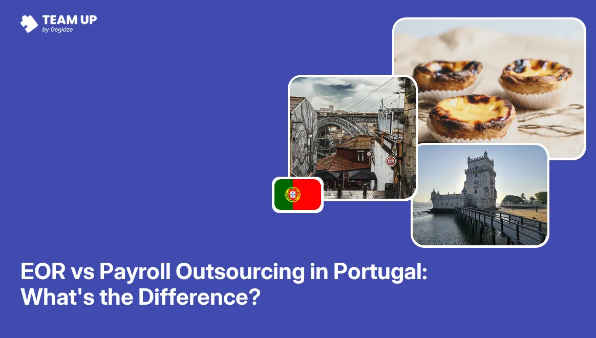 Comparison chart of EOR vs payroll outsourcing Portugal options showing legal employer liability differences