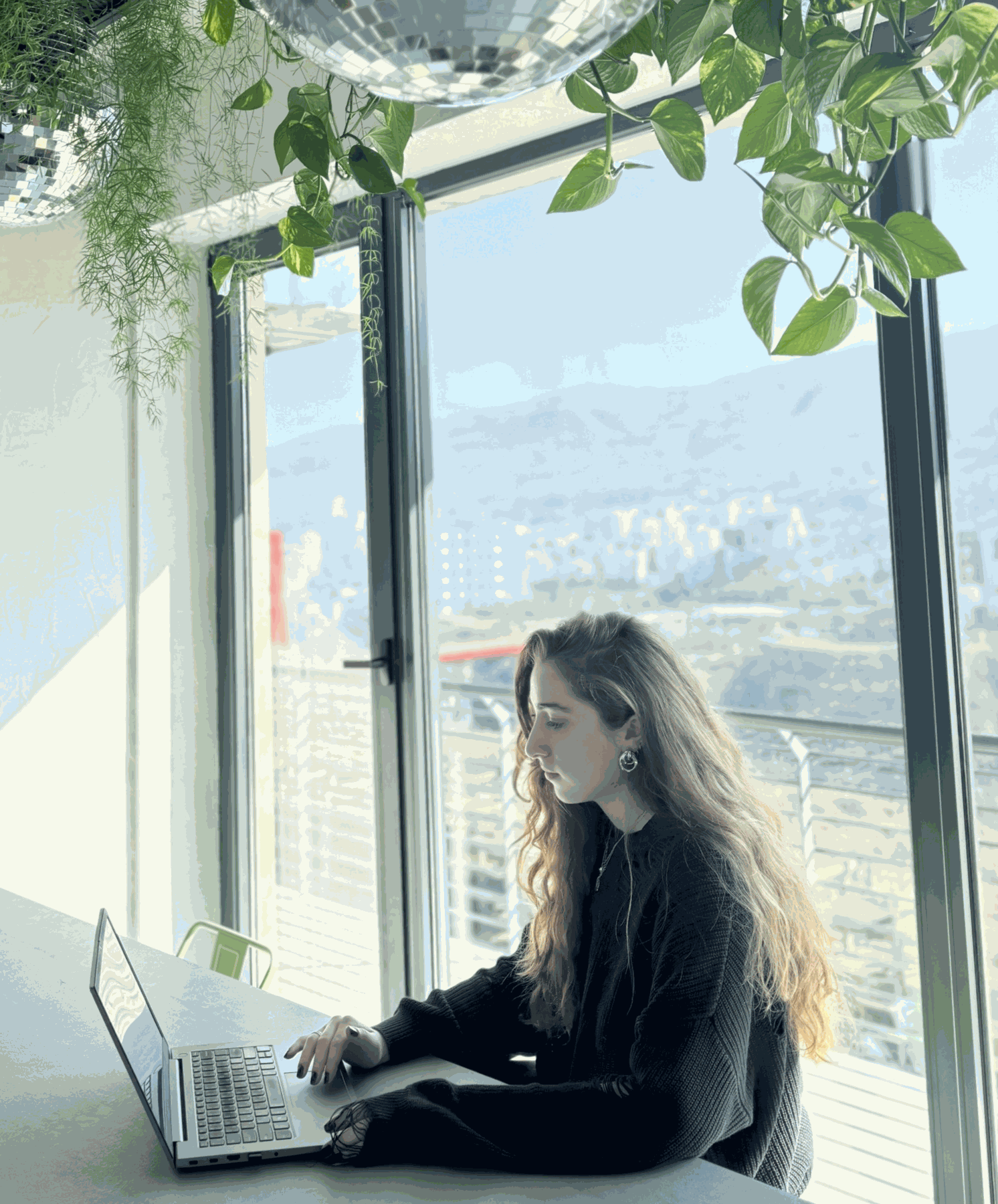 Working from the sunny office