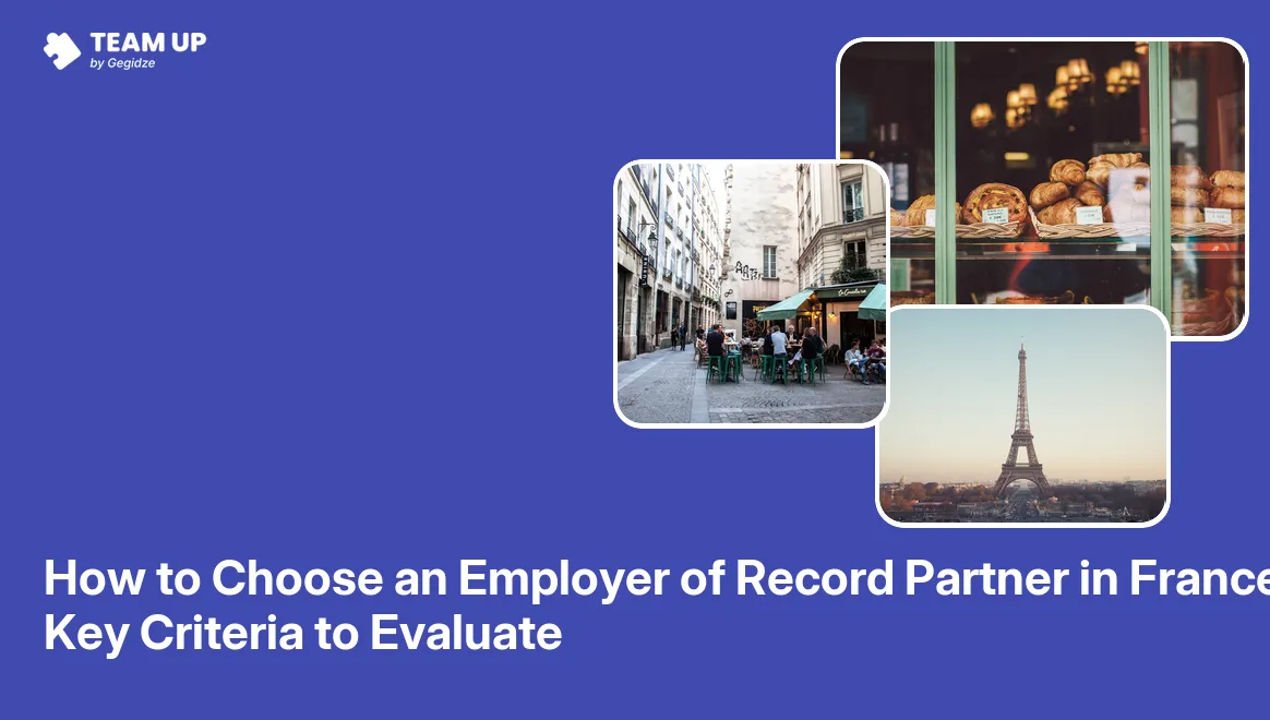 Checklist and EOR service agreement documents for choosing an EOR partner in France, with French flag pin