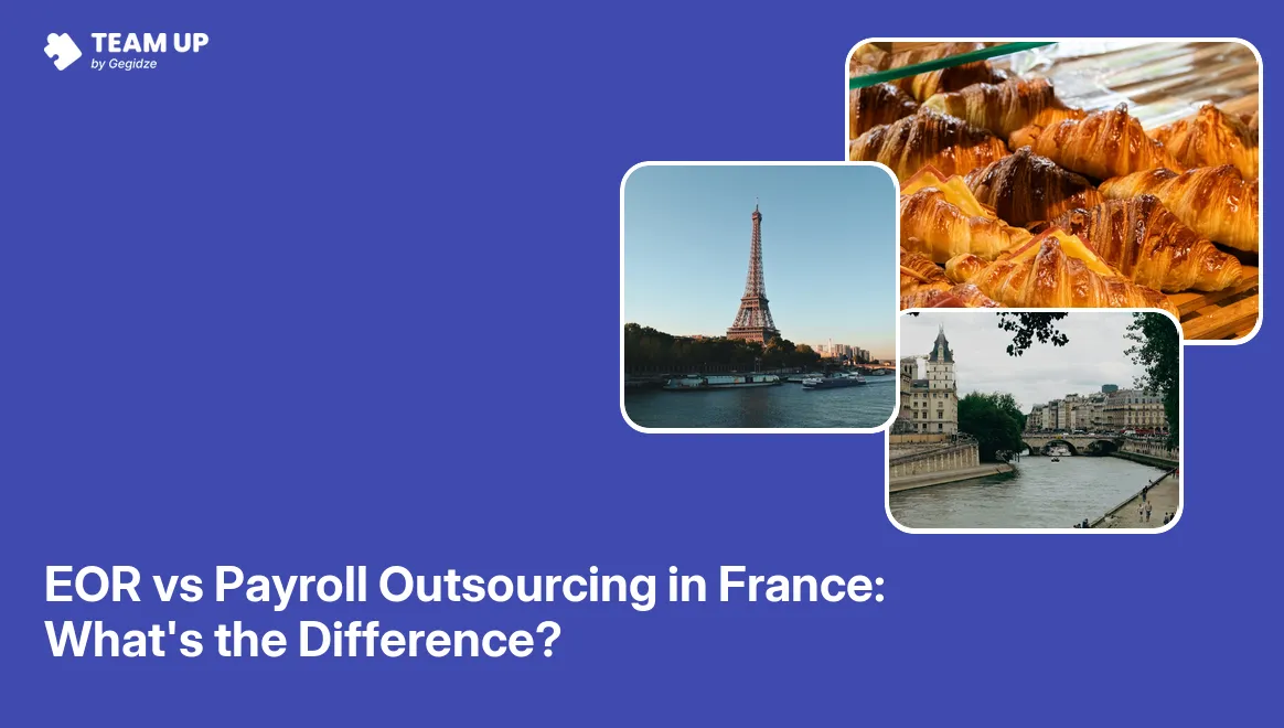 Comparison chart illustrating EOR vs payroll outsourcing France showing legal employer roles and compliance differences